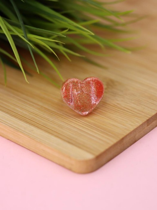 Кольцо акриловое GIRLY "Red heart", red (d=1,7 см) 