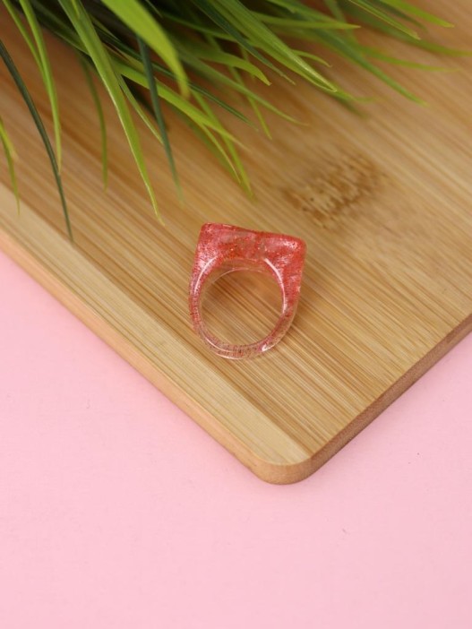 Кольцо акриловое GIRLY "Red heart", red (d=1,7 см) 