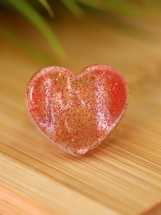 Кольцо акриловое GIRLY "Red heart", red (d=1,7 см) 