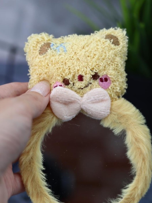 Плюшевое зеркало GIRLY "Bow and bear", brown (8*13 см) 