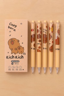 Набор ручек "Capybara rich rich", 6шт, brown