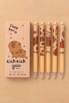 Набор ручек "Capybara rich rich", 6шт, brown