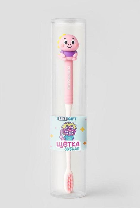 Зубная щётка для взрослых iLikeGift &quot;Cuteosaur&quot;, pink (21 см) 