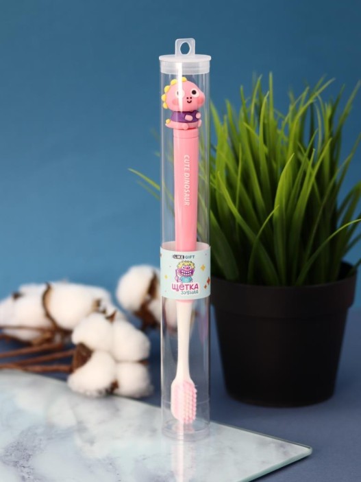 Зубная щётка для взрослых iLikeGift &quot;Cuteosaur&quot;, pink (21 см) 