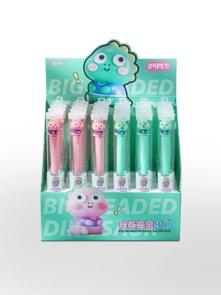 Зубная щётка для взрослых iLikeGift "Котозаур", розовая (21 см)