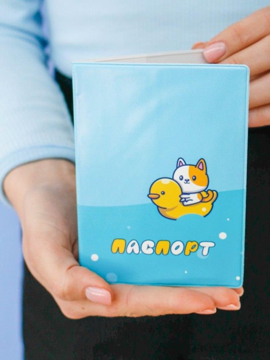 ОБЛОЖКА ДЛЯ ПАСПОРТА «Duck and cat», плотность 600 мкм 