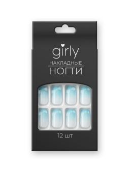 Накладные ногти GIRLY "Морская волна", 12 шт., складными пластинами