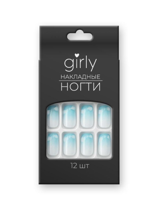 Накладные ногти GIRLY "Морская волна", 12 шт., складными пластинами