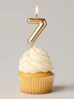 Свеча для торта "Golden glow" цифра 7, (6 см)