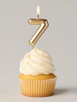 Свеча для торта "Golden glow" цифра 7, (6 см)