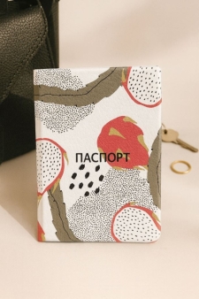 Обложка для паспорта из искусственной кожи "Экзотические фрукты", плотность 800 мкм