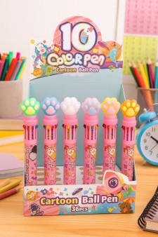 Разноцветная ручка 10 в 1 "Funny little paw", mix, шоу-бокс 36 шт.