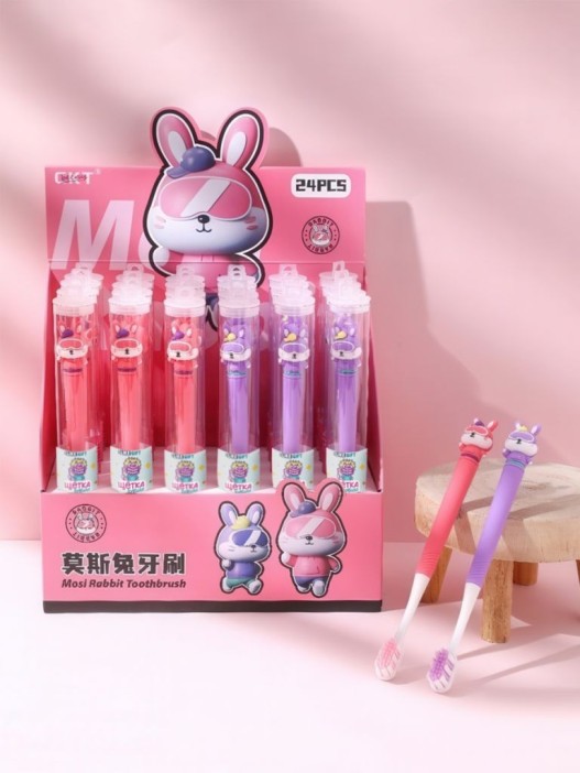 Зубная щётка для взрослых iLikeGift "Battle bunny" (21 см), шоу-бокс 24 шт. 