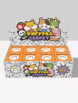 Комплект фигурок-секрет MilotaBox "Капибара и сладости",(3,5 см) - 8шт.,белый шоу-бокс