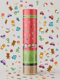 Хлопушка пневматическая 30см "Детская", прямоугольники золотые, наклейки-игрушки)