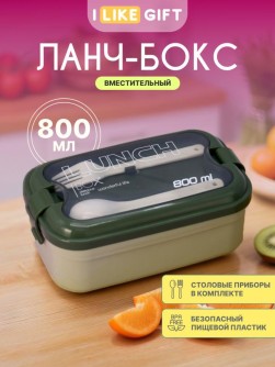 Ланчбокс "Wonderful life", green (ложка+вилка)