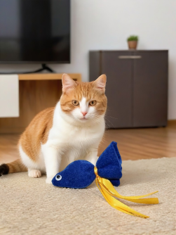 Игрушка для кошек "Рыбка синяя", с пищалкой