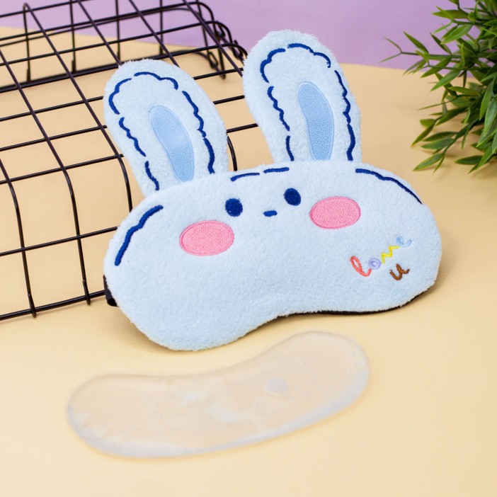 Маска для сна гелевая "Face rabbit", blue 