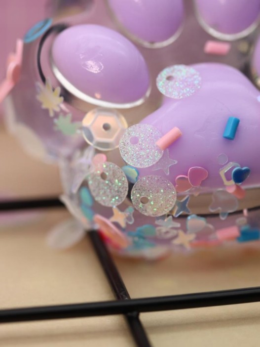 Мялка - антистресс «Таба ЛАПКА с блёстками», фиолетовая, 9 х 15 см 