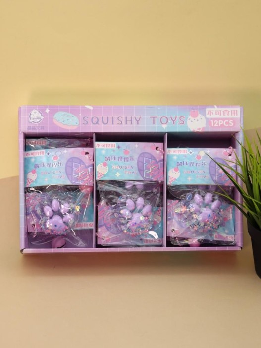 Мялка - антистресс «Таба ЛАПКА с блёстками», фиолетовая, 9 х 15 см 