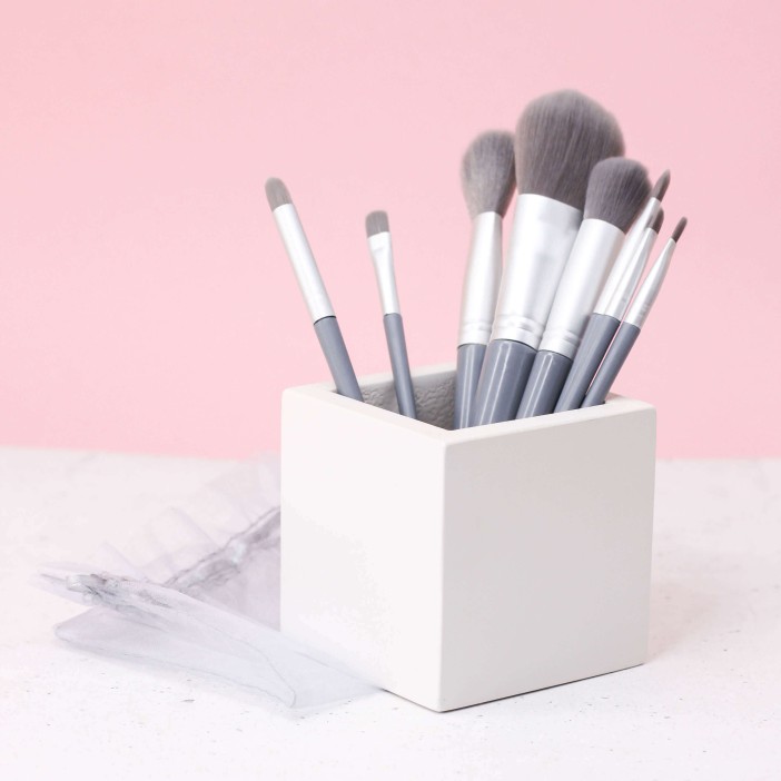 Набор кистей для макияжа "Top", 9 кистей, grey 