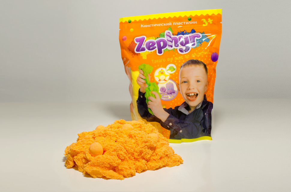 Кинетический пластилин "Zephyr"-оранжевый 300г
