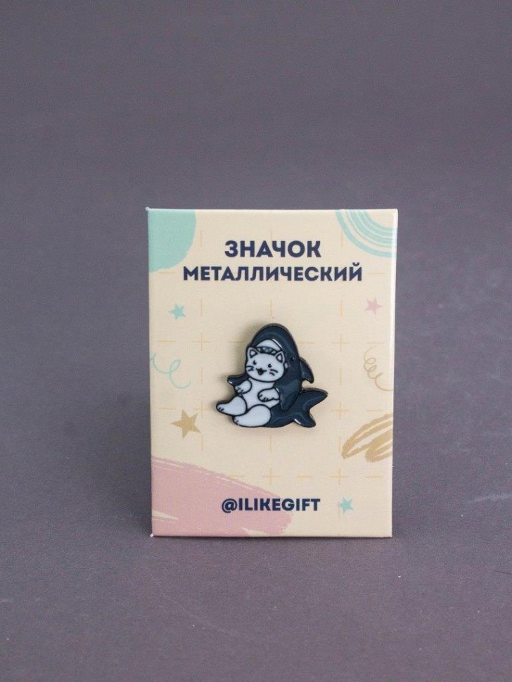 Значок металлический iLikeGift "Кошка-акула"