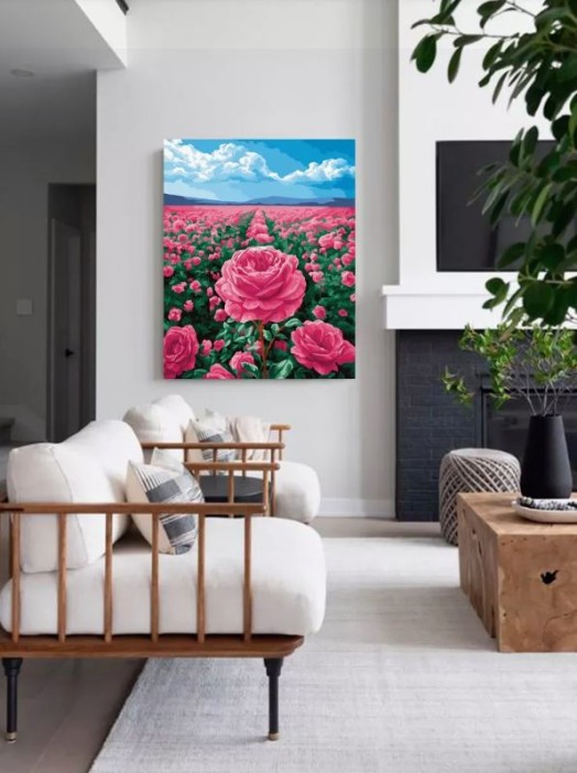 Картина по номерам 40*50 &quot;Поле роз&quot; (24 цвета) 