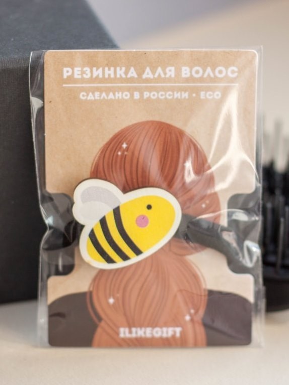 Резинка для волос ЭКО из дерева "ПЧЕЛКА"