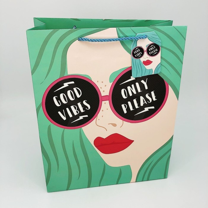 Подарочный пакет (M) "Girl in glasses" 