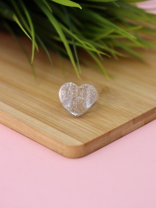 Кольцо акриловое GIRLY "Белое сердце", белое (d=1,7 см) 