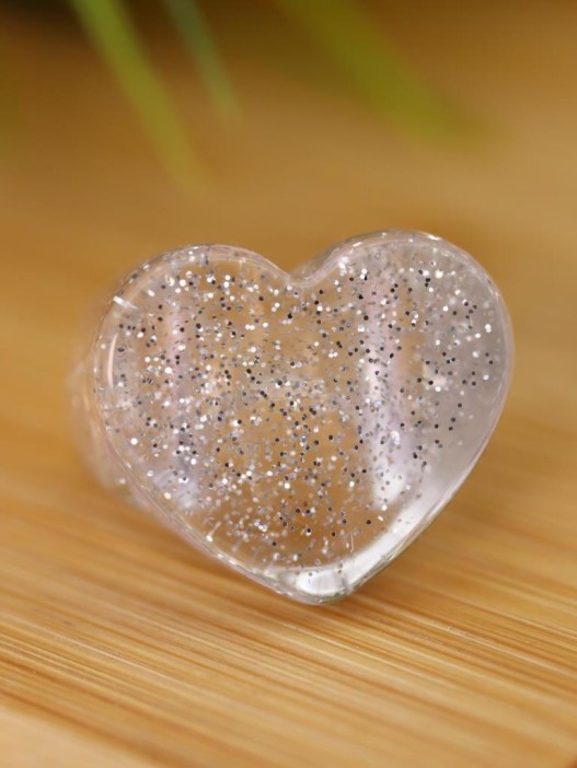 Кольцо акриловое GIRLY "Белое сердце", белое (d=1,7 см) 