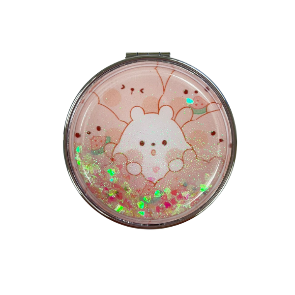 Зеркало-шейкер раскладное "Hamster life", pink (7*7 см) 