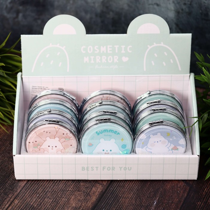 Зеркало-шейкер раскладное "Hamster life", pink (7*7 см) 