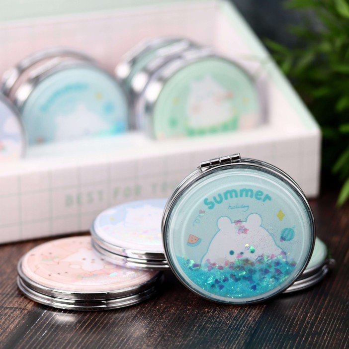 Зеркало-шейкер раскладное "Hamster life", pink (7*7 см) 