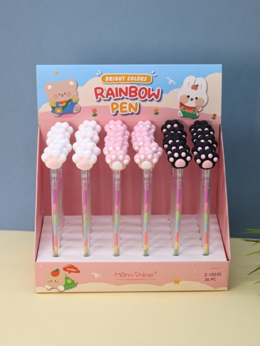 Цветная гелевая ручка &quot;Розовая кошачья лапка&quot;, mix, шоу-бокс 36 шт. 