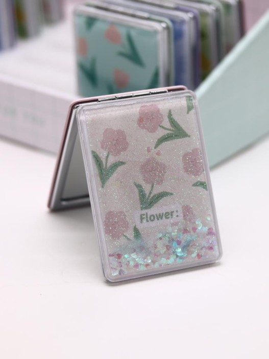 Зеркало раскладное шейкер &quot;Тюльпан&quot;, розовые, 8*6 см 