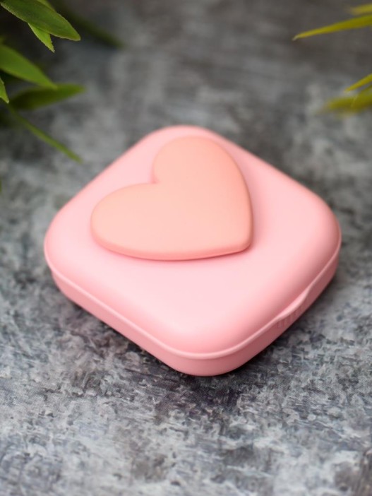 Контейнер для линз «Heart paint», pink 