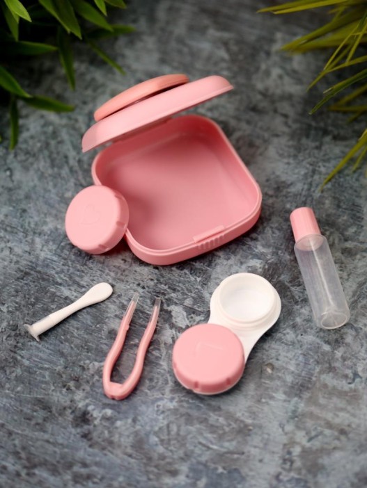 Контейнер для линз «Heart paint», pink 