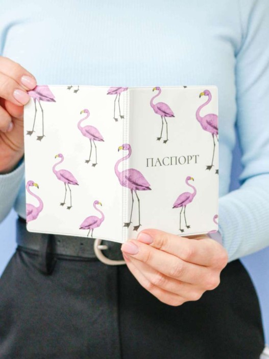 ОБЛОЖКА ДЛЯ ПАСПОРТА «Purple flamingo», плотность 600 мкм 