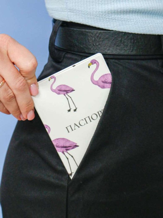 ОБЛОЖКА ДЛЯ ПАСПОРТА «Purple flamingo», плотность 600 мкм 