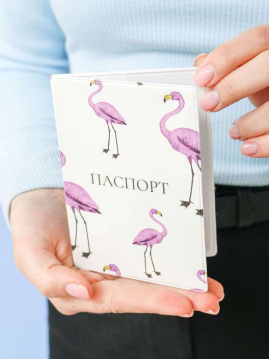 ОБЛОЖКА ДЛЯ ПАСПОРТА «Purple flamingo», плотность 600 мкм 