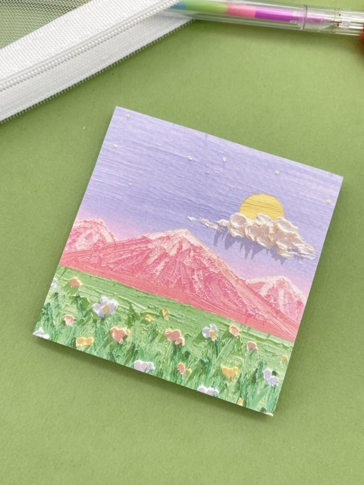 Блок стикер для записей "Scenery", purple