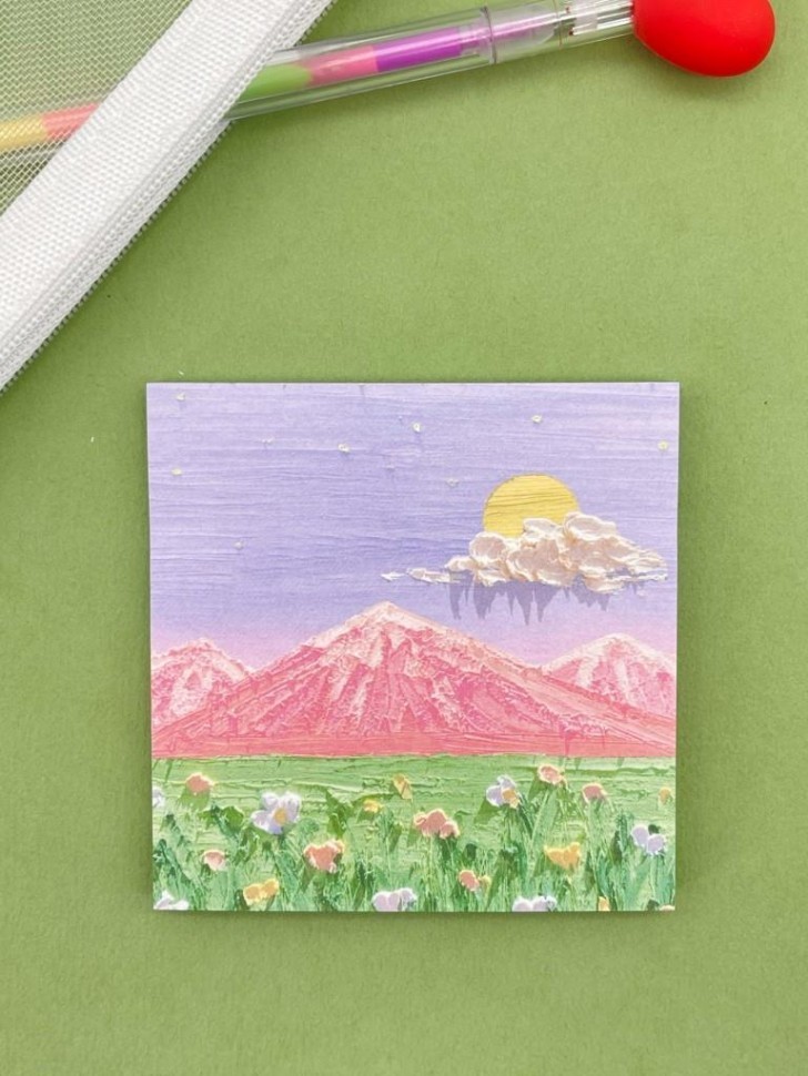 Блок стикер для записей "Scenery", purple