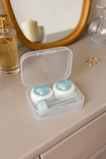 Контейнер для линз "Glass heart", green