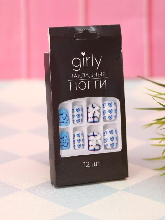 Накладные ногти GIRLY «Happy bear», 12 шт., с клеевыми пластинами 