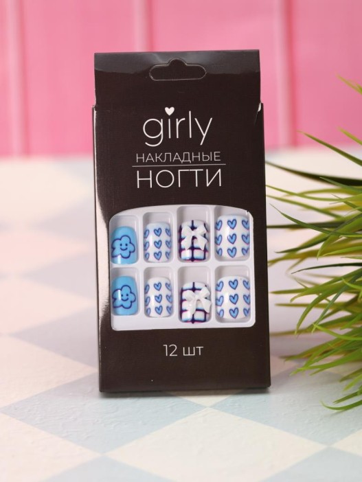 Накладные ногти GIRLY «Happy bear», 12 шт., с клеевыми пластинами 