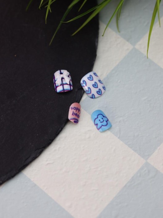 Накладные ногти GIRLY «Happy bear», 12 шт., с клеевыми пластинами 