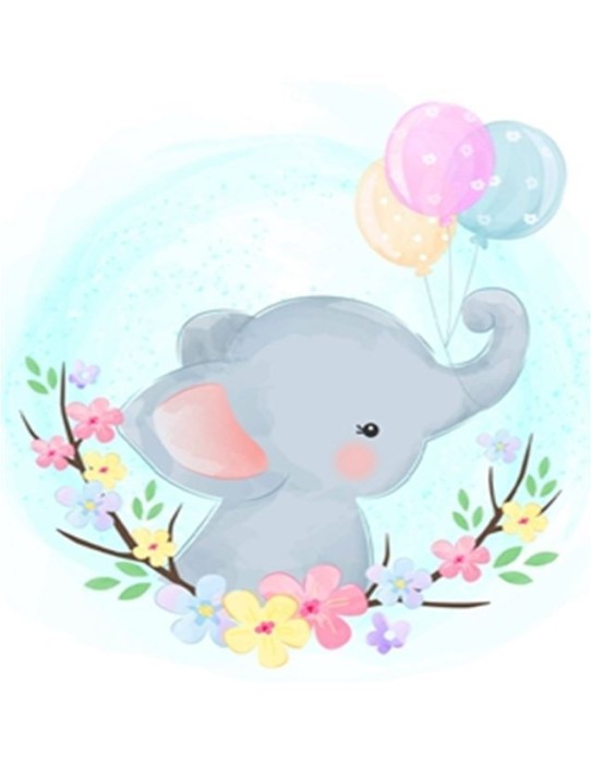 Алмазная мозаика без подрамника &quot;Слонёнок с шариками&quot;, 15х20 см 