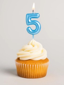 Свеча для торта "Azure glow" цифра 5, (6 см)